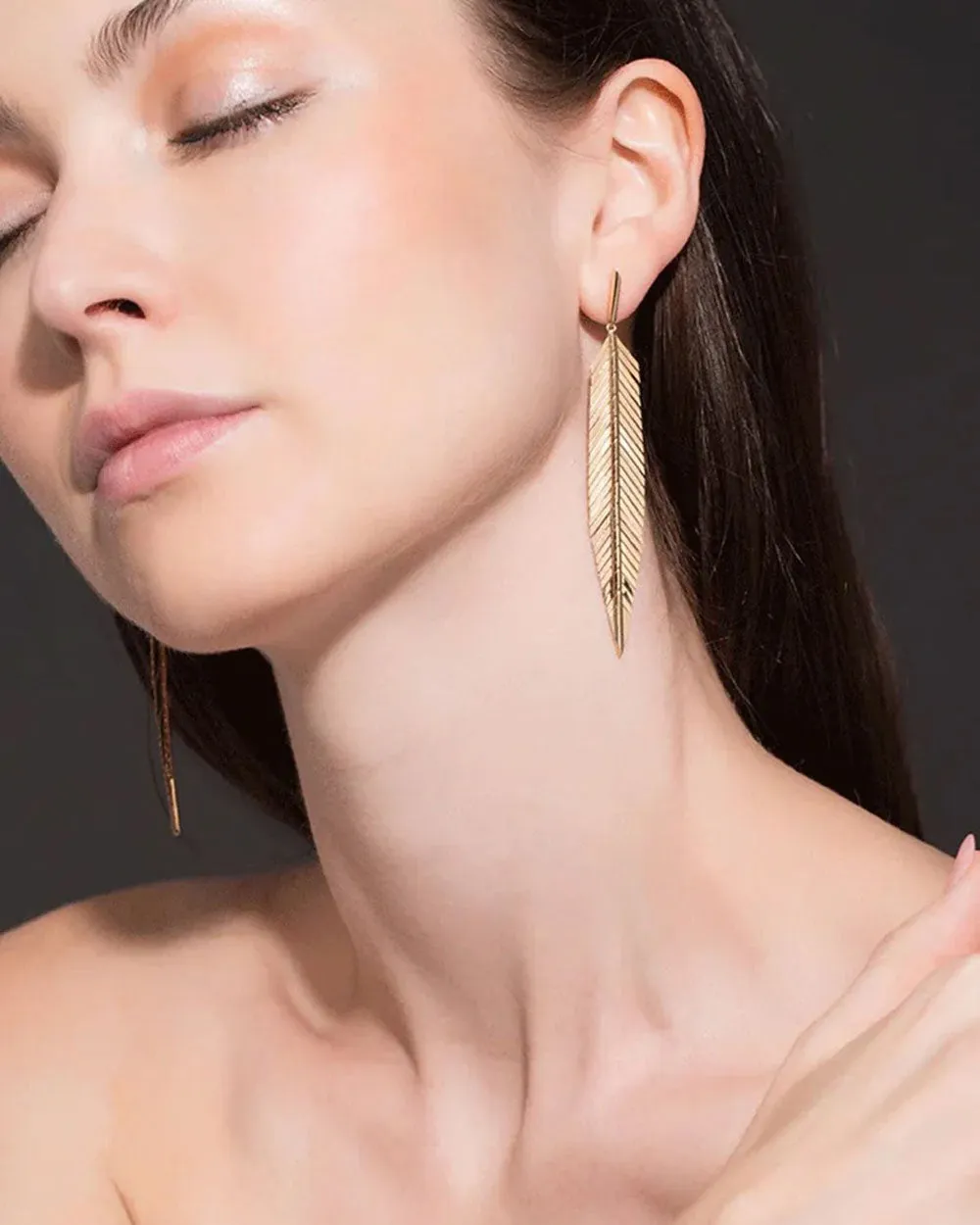 Medium Feather Drop Earrings