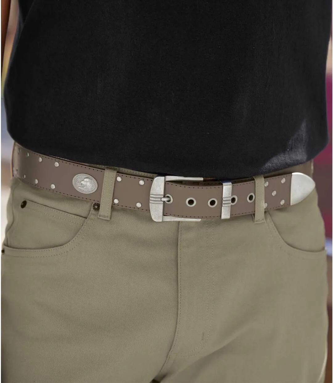 Men's Split Leather Belt - Taupe