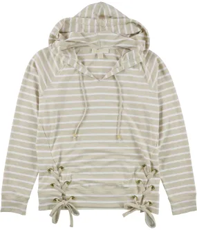 Michael Kors Womens Lace-Up Sides Hoodie Sweatshirt