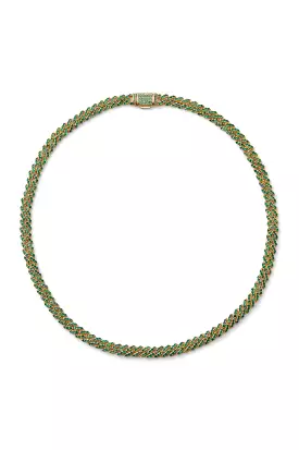 Micro Mexican Chain Necklace, Emerald