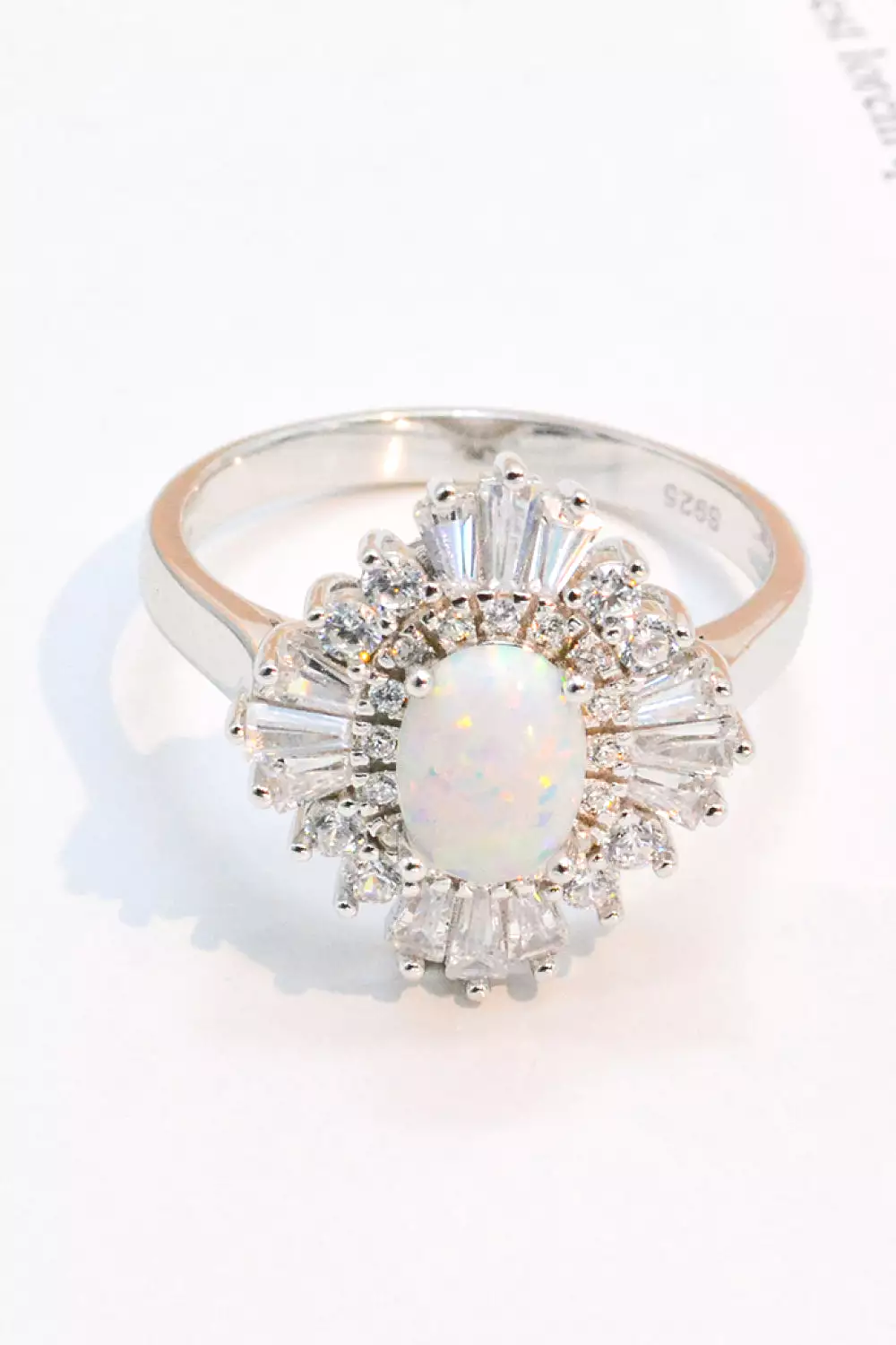 Modern 925 Sterling Silver Opal Halo Ring