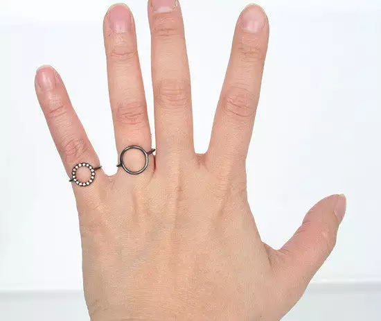 Monocle Ring, Oxidized Silver