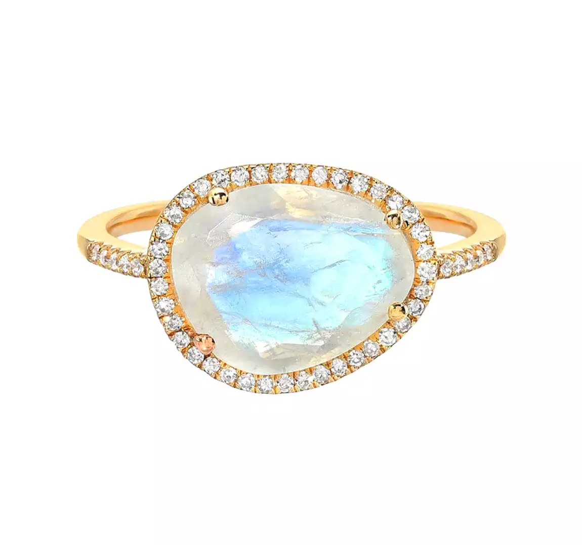 Moonstone and Diamond Ring