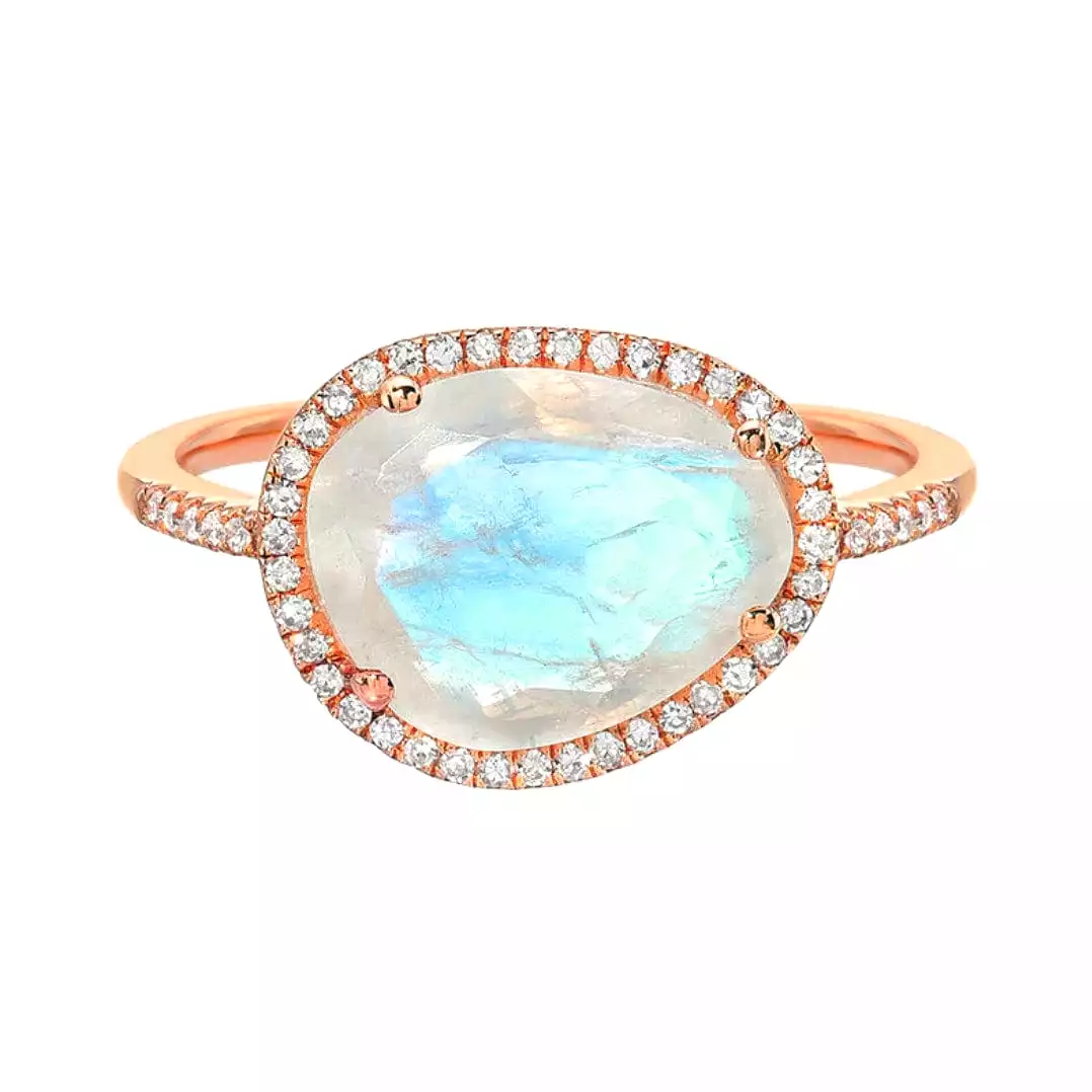 Moonstone and Diamond Ring