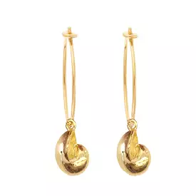 Nautilus Shell Hoops, Gold (pair)