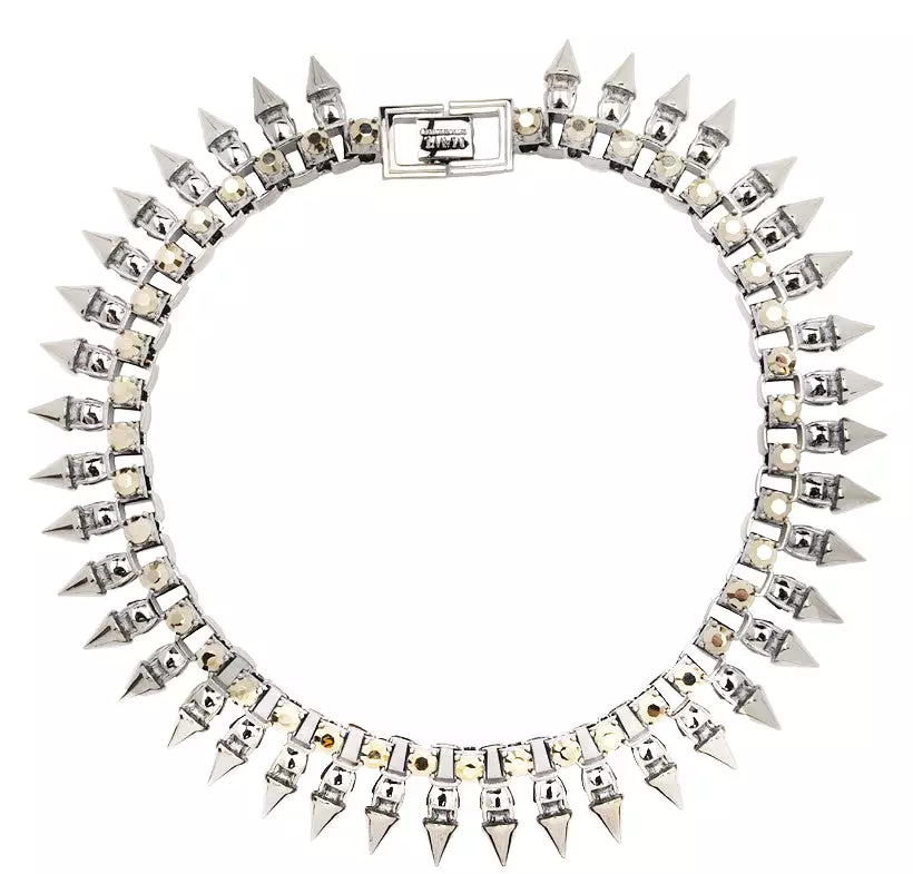 Neo Crystal Sun Ray Tube Necklace, Rhodium