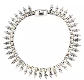 Neo Crystal Sun Ray Tube Necklace, Rhodium