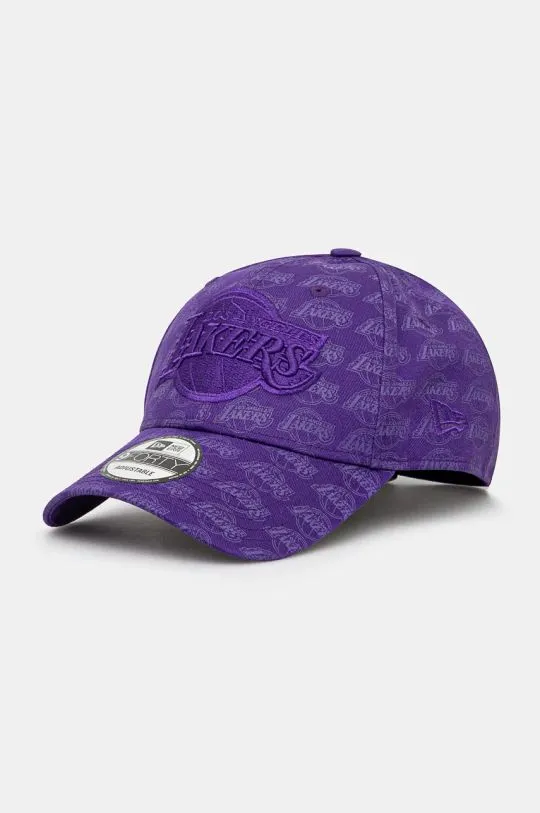 New Era cotton baseball cap TEAM MONOGRAM 9FORTY® LOS ANGELES LAKERS violet color 60565350