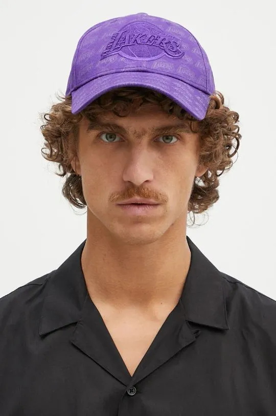 New Era cotton baseball cap TEAM MONOGRAM 9FORTY® LOS ANGELES LAKERS violet color 60565350