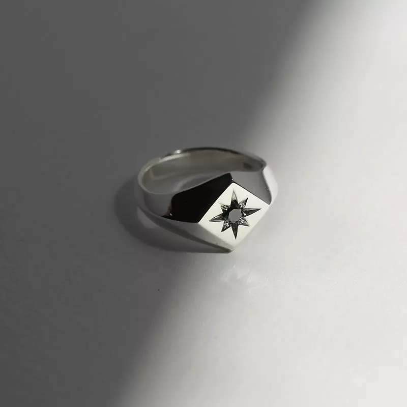 North Star Signet Ring - Sterling Silver