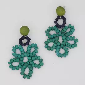 OCEAN BEADED FLOWER EARRINGS