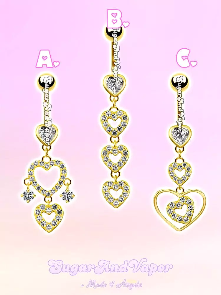 Odessa Gold Multiple Hearts Belly Ring