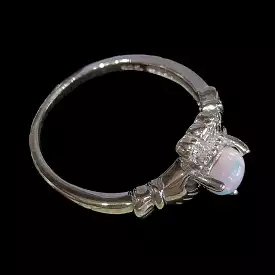 Opal & Silver Claddagh Ring