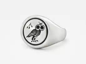 Owl Signet Ring in Sterling Silver