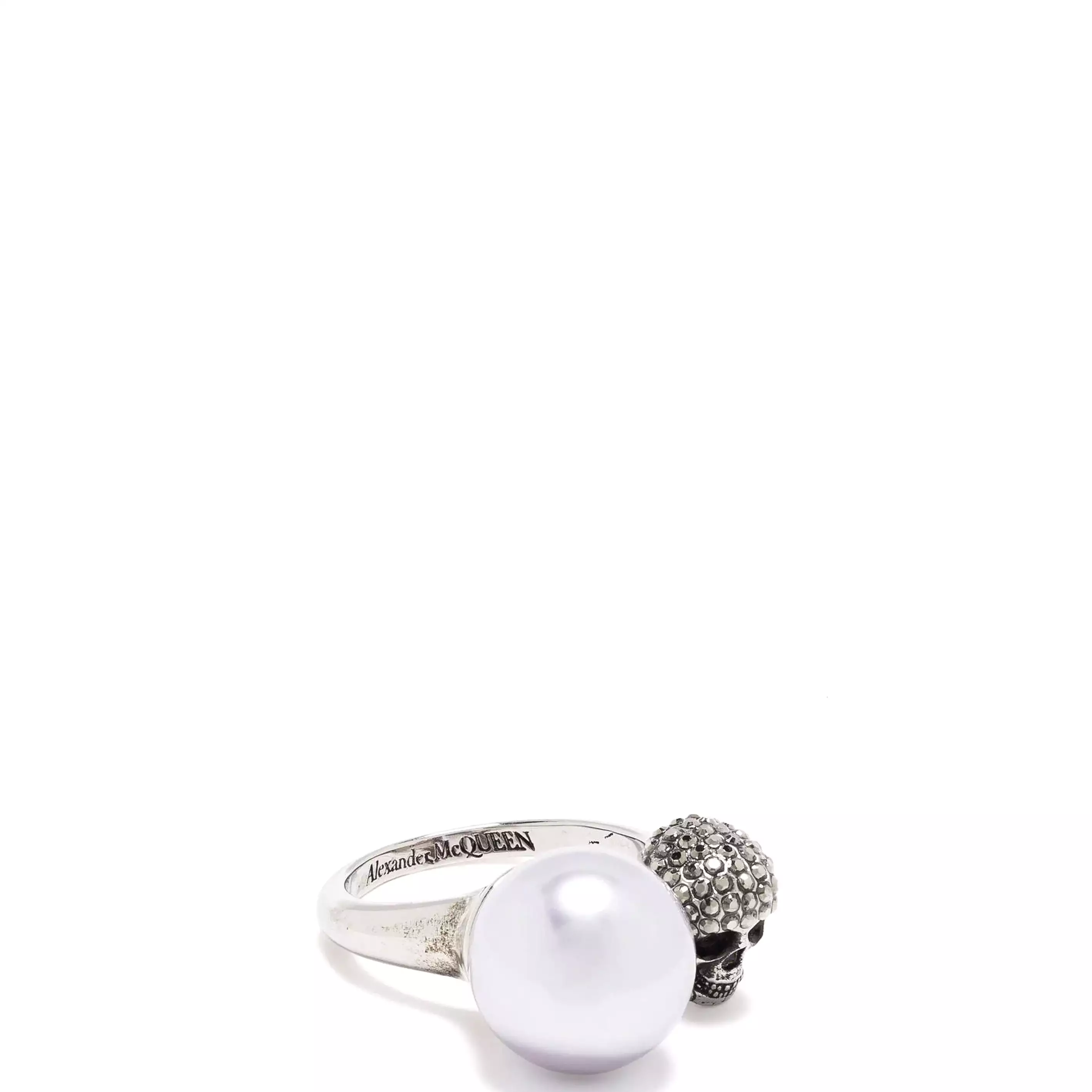 Pearl and Skull Moi et Toi Ring, Silver