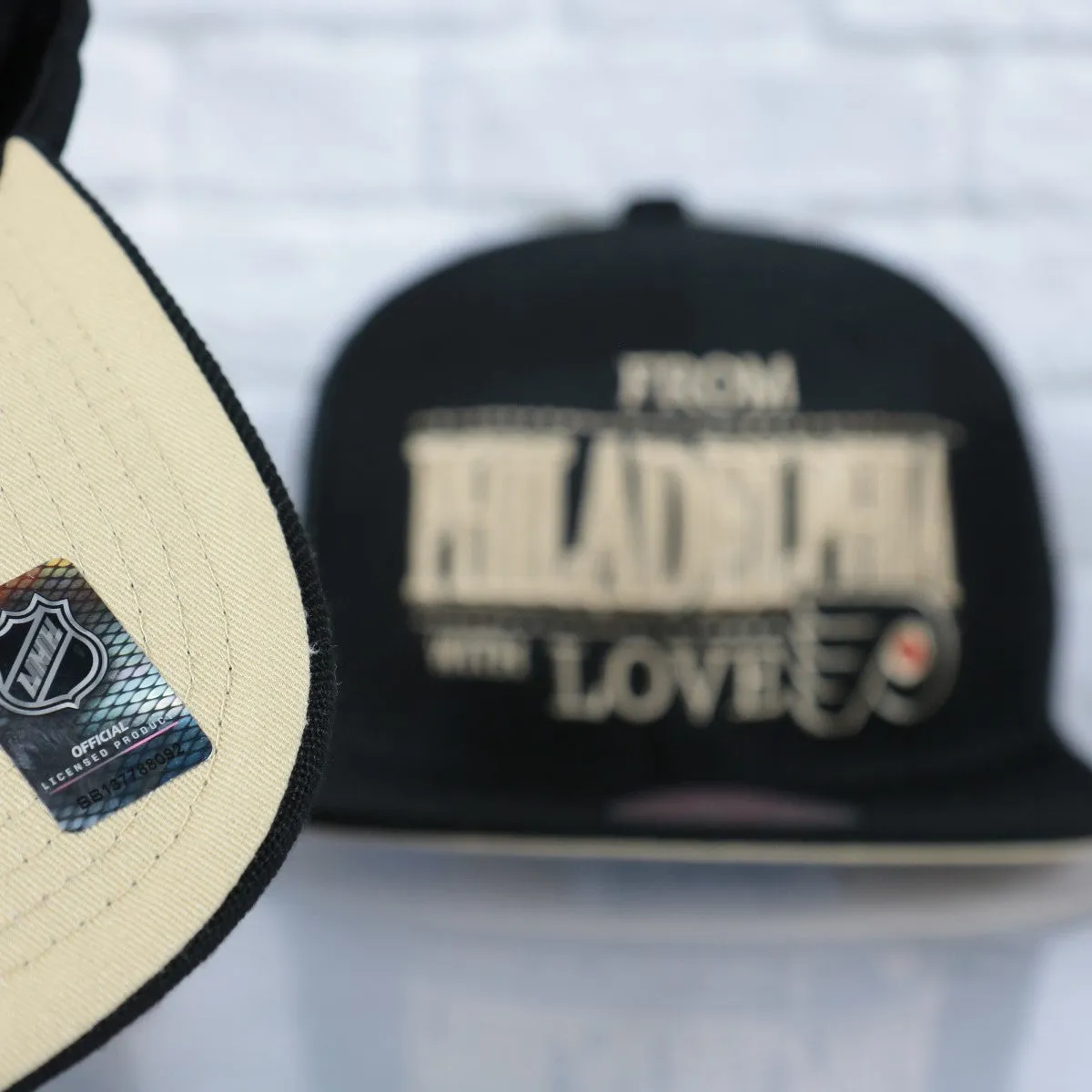 Philadelphia Flyers With Love 25th Anniversary Side Patch Cream Bottom | Black Snapback Hat