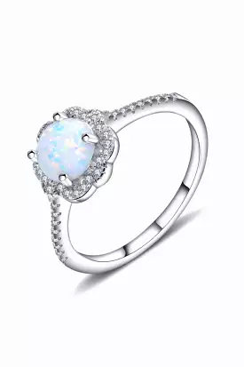 Platinum-Plated 4-Prong Opal Ring