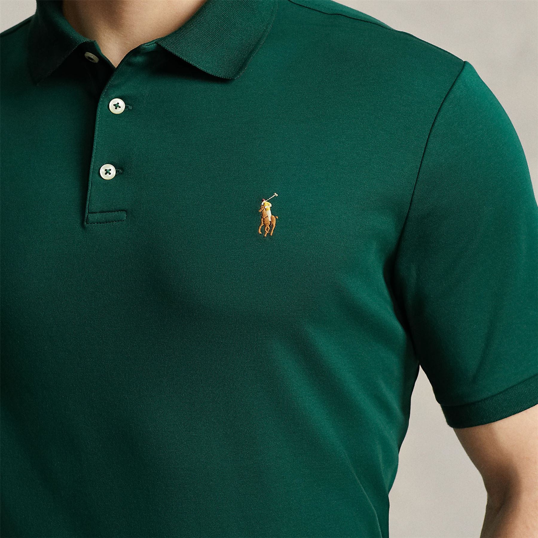 Polo Golf Slim Fit Cotton Polo Moss Agate - AW23