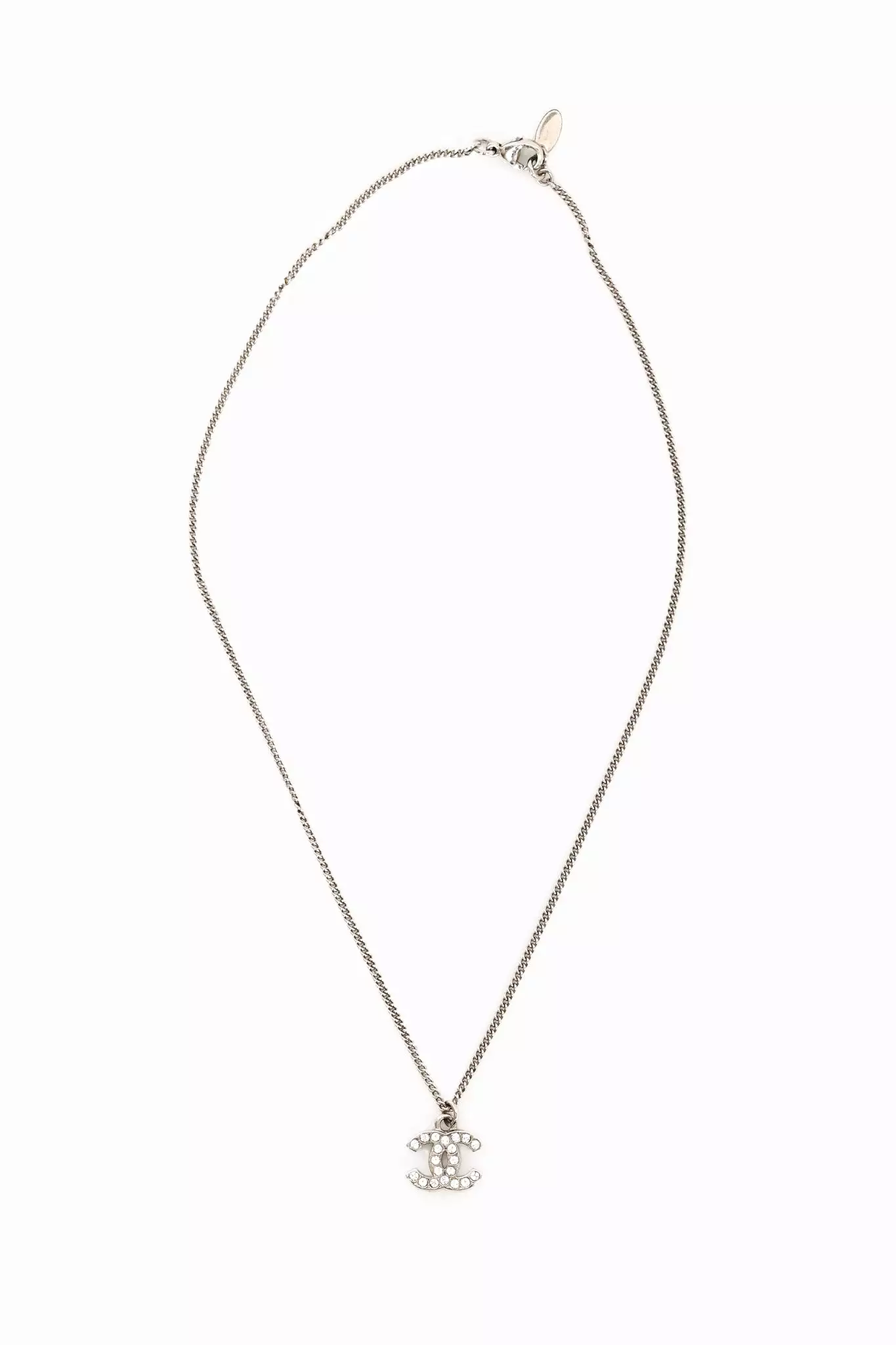 Pre-loved Chanel? 2011 Silver Toned Crystal CC Necklace