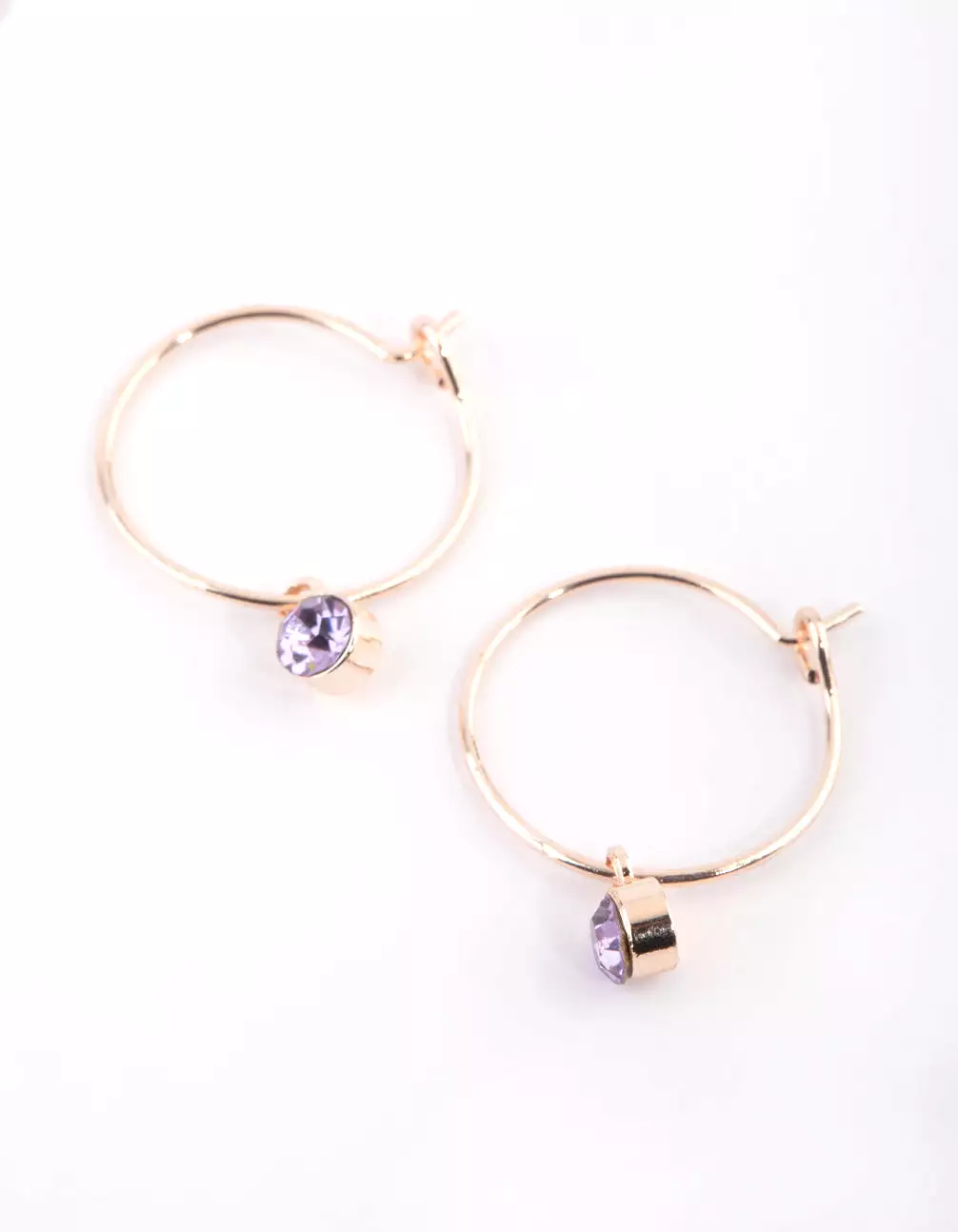 Purple Diamante Huggie Hoop Earrings