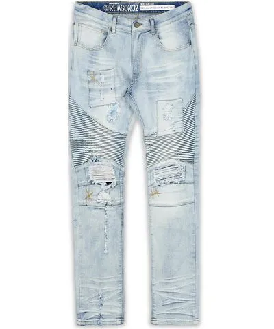 Reason Mens Ribbed Denim Straight Leg Jeans