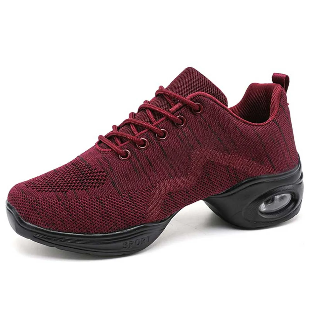 Red flyknit stripe pattern texture casual shoe sneaker