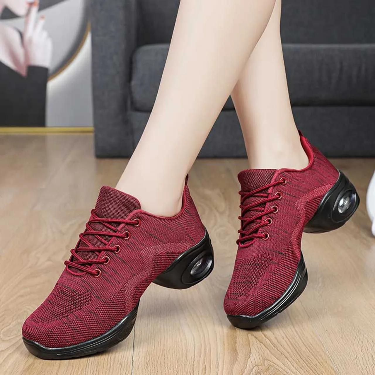 Red flyknit stripe pattern texture casual shoe sneaker