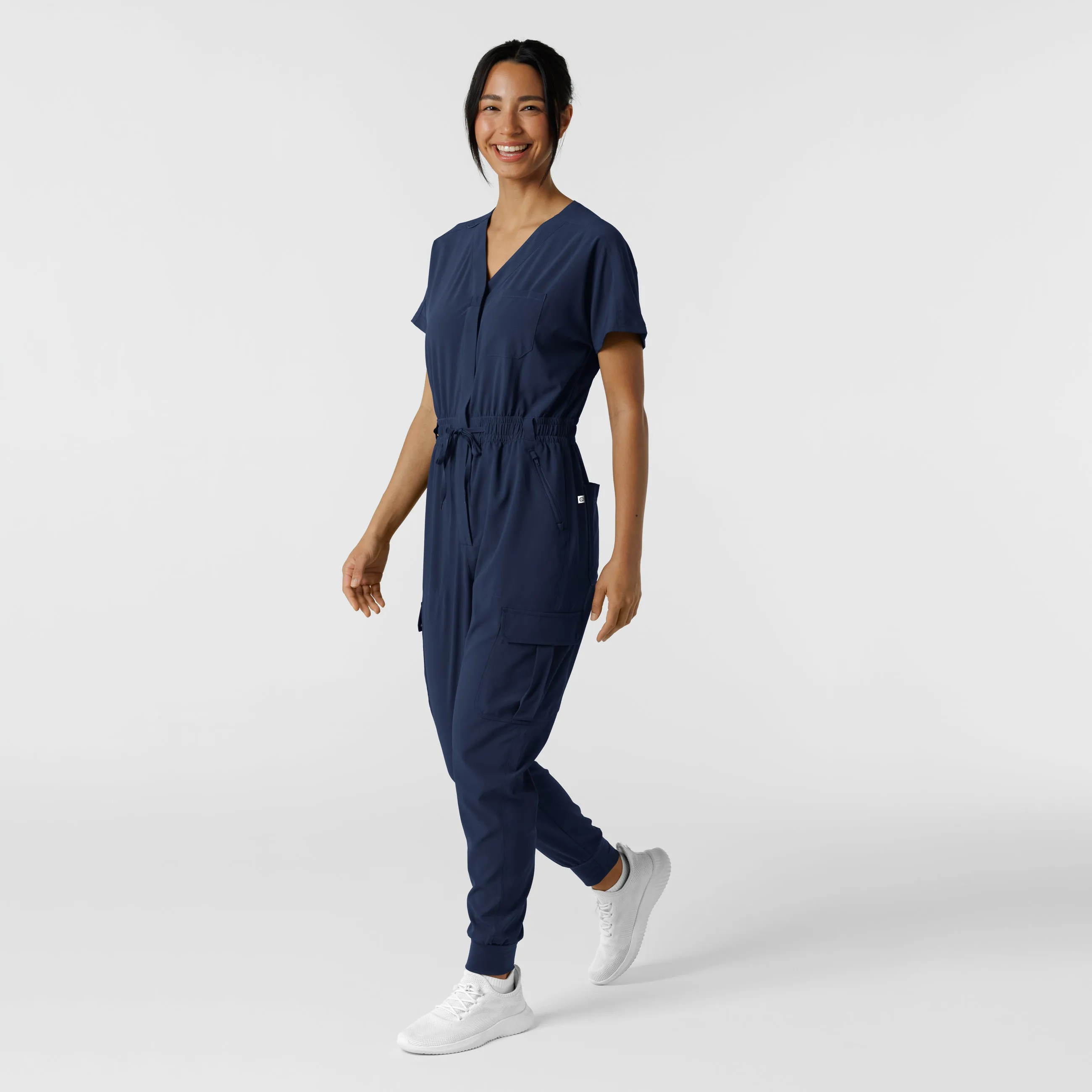 RENEW Women's Cargo Jogger Scrub Jumpsuit - Navy