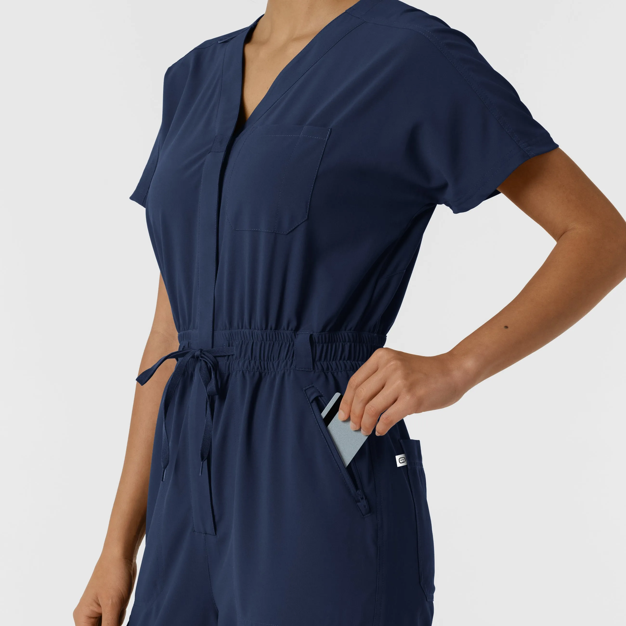 RENEW Women's Cargo Jogger Scrub Jumpsuit - Navy