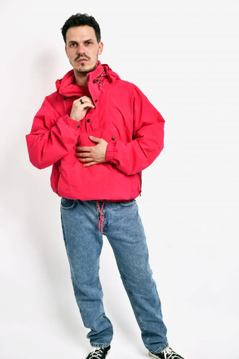 Retro 90s pink ski rain coat