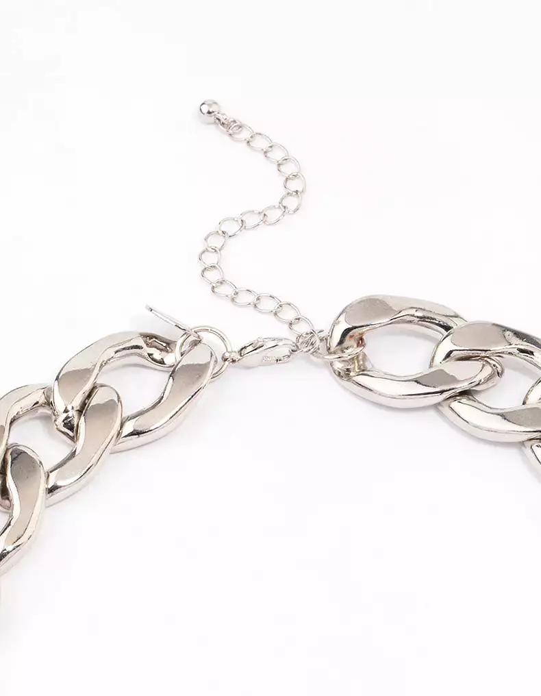 Rhodium Chunky Short Chain Necklace