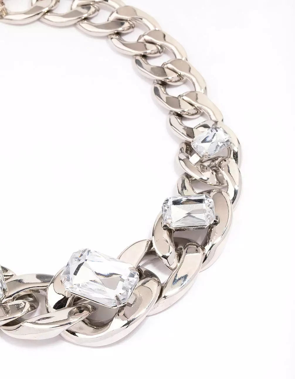 Rhodium Chunky Short Chain Necklace