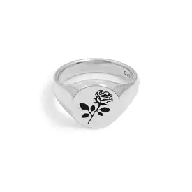 Rose Signet Ring in Sterling Silver