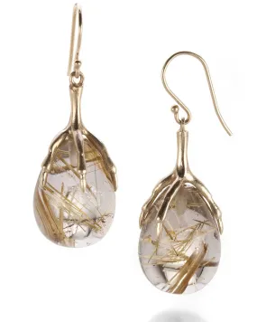 Rutilated Quartz Quail Egg Earrings