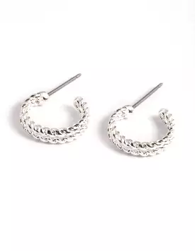 Silver Double Twist Huggie Earrings