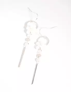 Silver Flower Drop Earrings