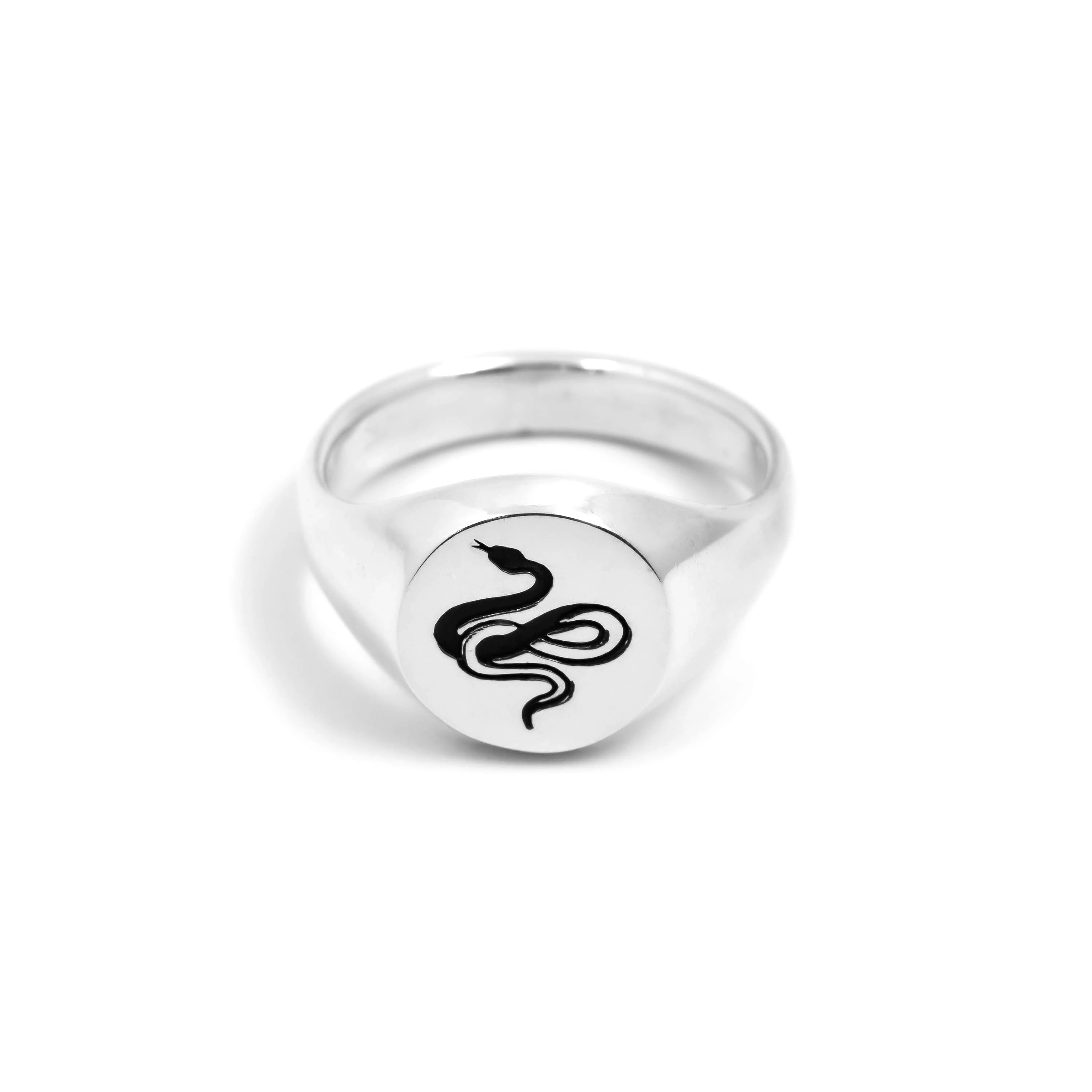 Snake Signet Ring in Sterling Silver