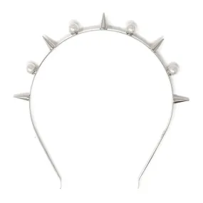 Spike & Pearl Headband - Rhodium/White