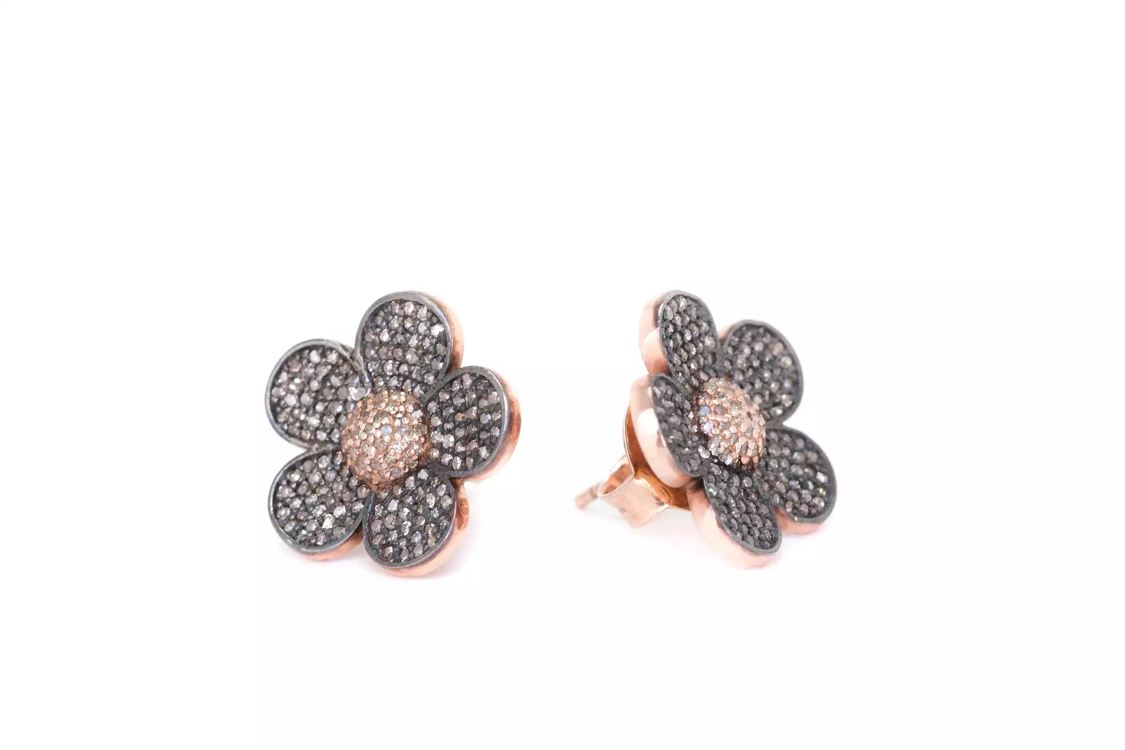 S.Row Designs Pave Diamond Flower Earrings