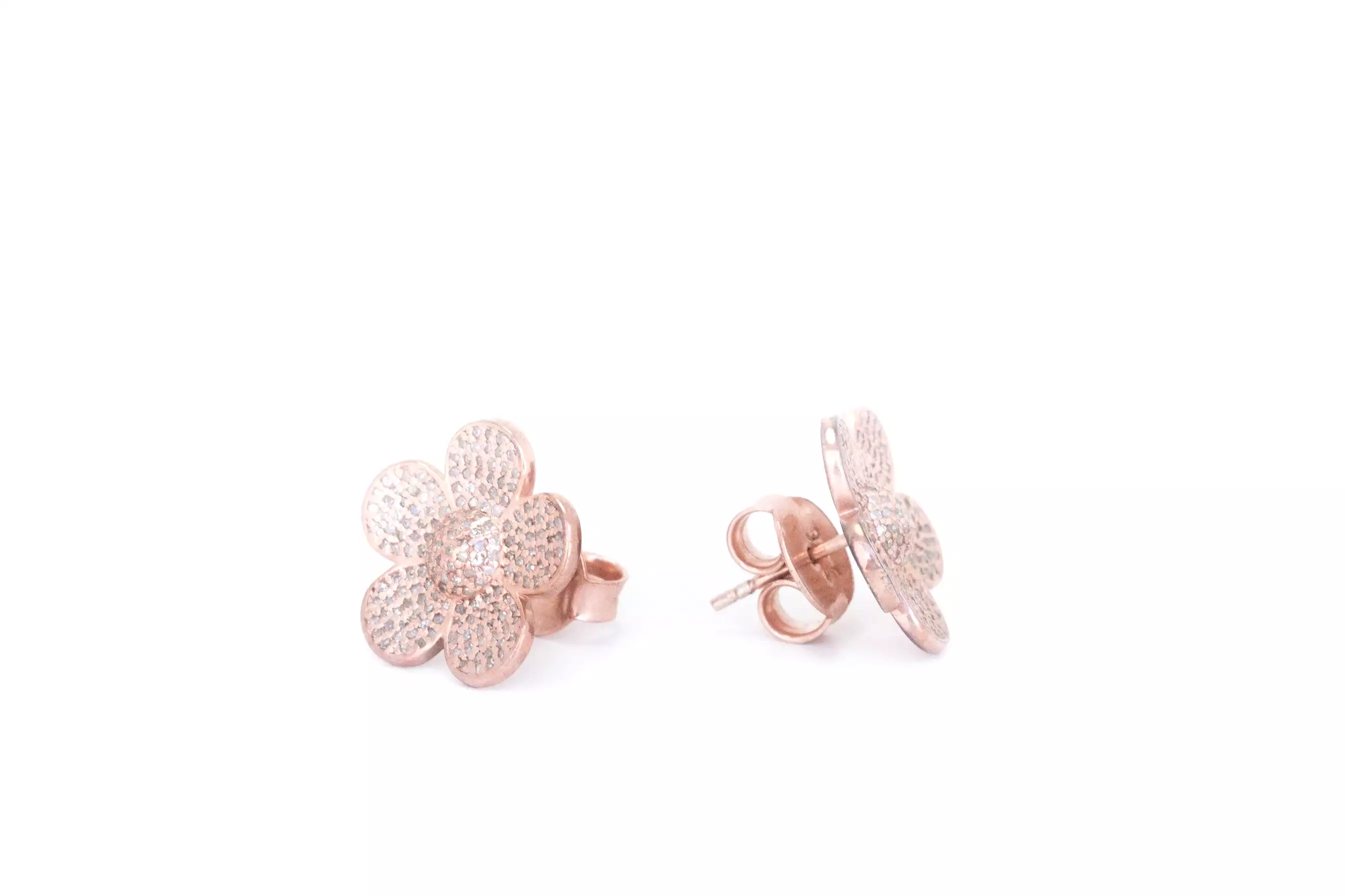 S.Row Designs Pave Diamond Flower Earrings