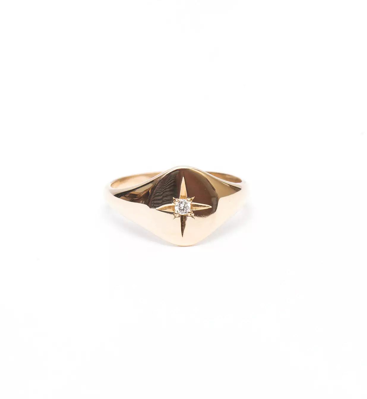 Star Set Diamond Signet Ring