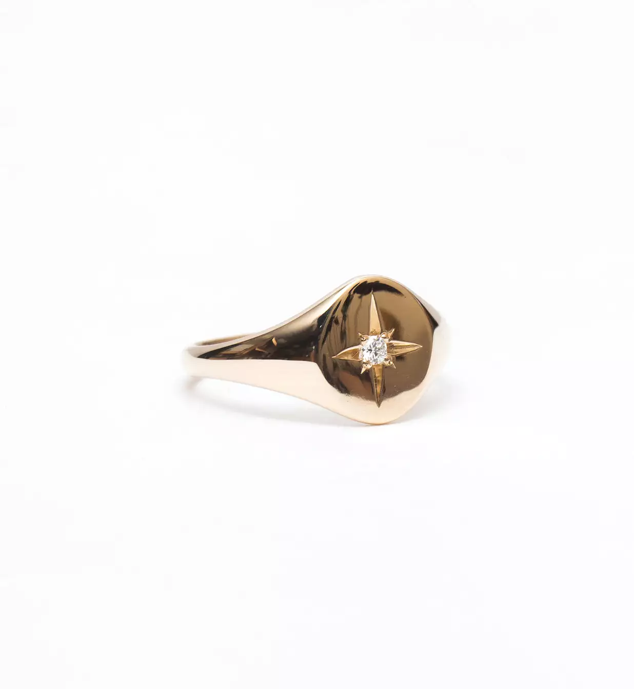 Star Set Diamond Signet Ring