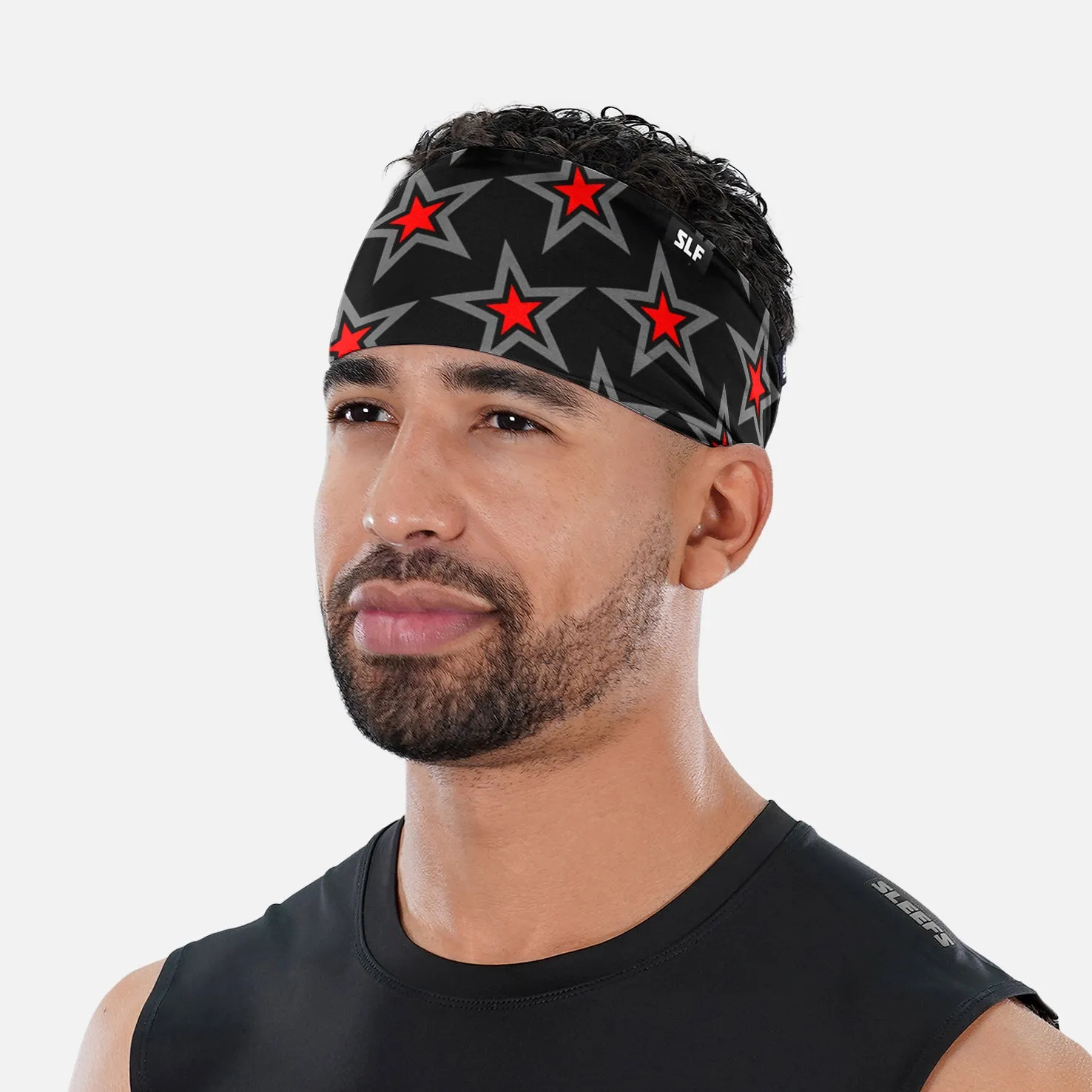 Stars Pattern Black Red Headband