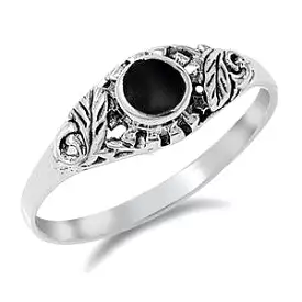 Sterling Silver and Black Onyx Womens Ring