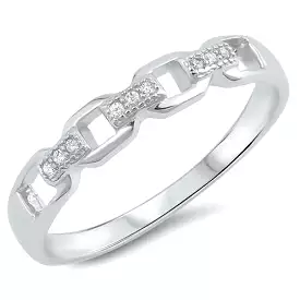 Sterling Silver and CZ Chain Link Ring