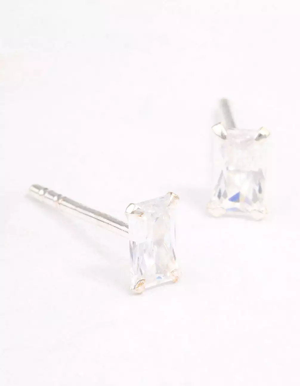 Sterling Silver Baguette Stud Earrings