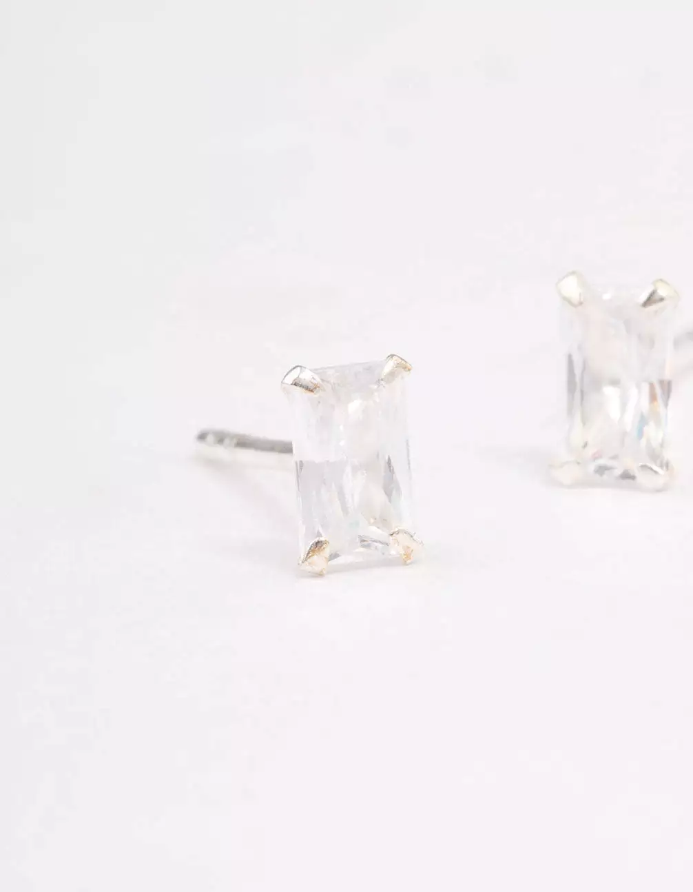 Sterling Silver Baguette Stud Earrings