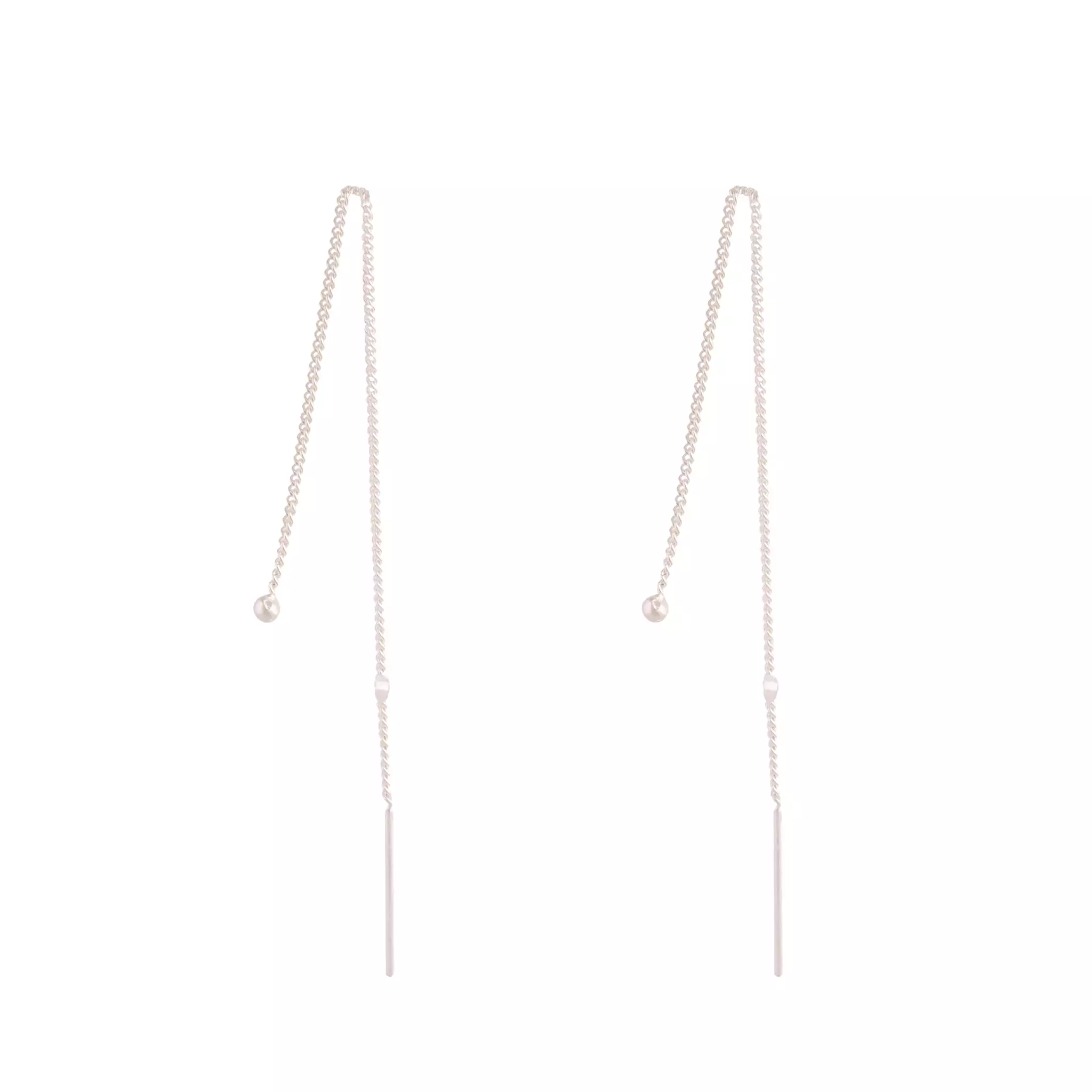 Sterling Silver Ball Thread Through Earrings