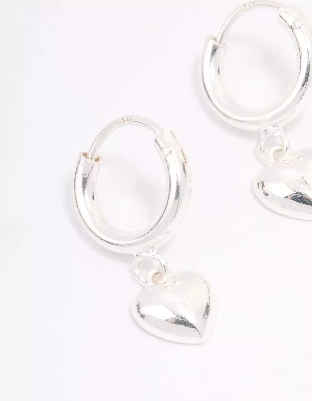 Sterling Silver Chubby Heart Hoop Earrings