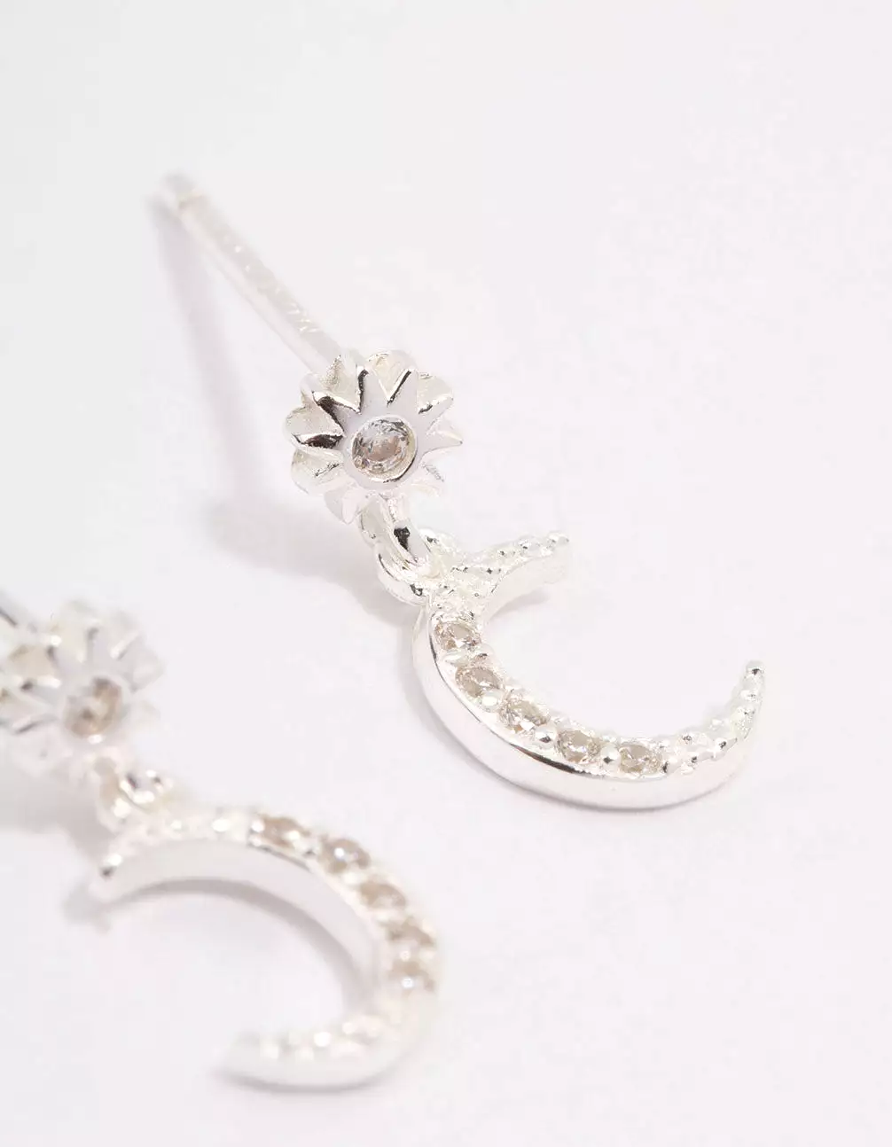 Sterling Silver Cubic Zirconia Drop Stud Earrings